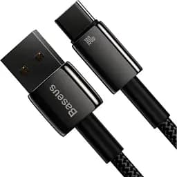 Кабель Baseus Tungsten Gold Fast Charging Cable USB to Type-C 100W 1m CAWJ000001 Black - мініатюра 2