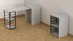 Стіл-тумба трансформер Смарт 2/2 Ferrum-decor 750x1450x600 Чорний метал ДСП Біле 16 мм (FRD-105102) - мініатюра 6