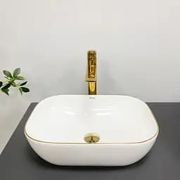 Умивальник VBI Ravenna white gold Edge накладний VBI-011218, Золотий - мініатюра 2