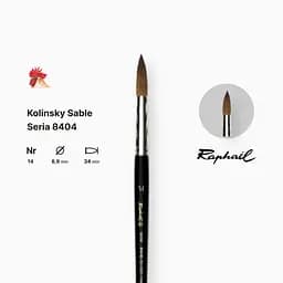 Пензель колонок круглий Raphael Kolinsky Sable, №14, професійний, коротка ручка - мініатюра 2