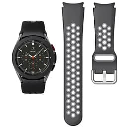 Браслет для Samsung Galaxy Watch 5 - чорно-сірий ширина кріплення 20мм силікон перфорація розмір LWG (WB9749795) - мініатюра 5