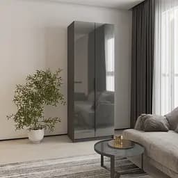 Шкаф 2-дверный MebelStar Оскар Gloss BL-B, блок ящиков+полки 80x52x220 см Антрацит/Антрацит (MBS-5138)