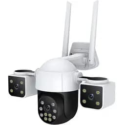 Вулична 4G IP-камера V380 Pro з 3 лінзами панорамне відеоспостереження 360° з нічним баченням без сліпих зон