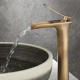 Змішувач для умивальника Rea Laguna antique gold brushed, високий (REA-B8120) - мініатюра 2