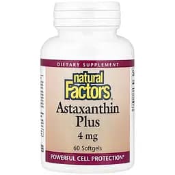 Астаксантин Natural Factors Astaxanthin Plus 4 мг 60 м'яких капсул