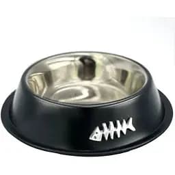 Миска для собак Lucky Star нековзна з хромованим дном 17 см 710 мл чорна (SWT 1136-3)
