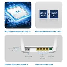 GPON WiFi 5 маршрутизатор Cudy GP1200 гігабітний дводіапазонний, 1 PON Port/4 Gigabit RJ45 AC1200 (73-00542) - мініатюра 4