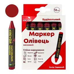Маркер для розмітки - Універсальна крейда воскова, червоний, 12шт.