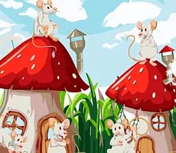 Набір для розпису по номерах Миші в будинках-грибах, Strateg, 30x40 см, SS6713