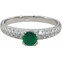 Золотое кольцо с бриллиантами и цаворитом. 121328 18,5