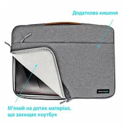 Чохол до ноутбука Grand-X 15'' SLX Grey (SLX-15G) - мініатюра 4