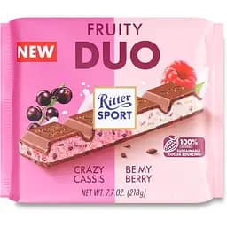 Шоколад Ritter Sport Duo молочний з фруктовою начинкою 218 г