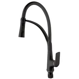 Змішувач для кухні Plamix Lucas-017 SET Black з гнучким виливом PM0717 Чорний