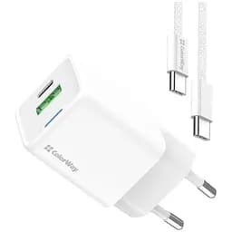 Зарядний пристрій ColorWay GaN Mini 35W PD Port PPS USB (Type-C PD + USB QC4.0) cable Type-C (CW-CHS055PDC-WT)
