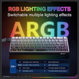 Клавіатура Onikuma ігрова бездротова RGB підсвітка Bluetooth та USB адаптер 2.4GHz для ПК та ноутбука Сірий - мініатюра 4