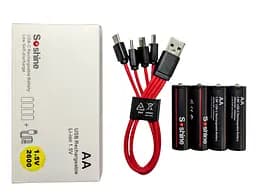 Перезаряджувані акумулятори Soshine AA 1,5 В, 2600 мВт·год, USB Type-C