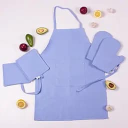 Набір MirSon №206: прихватки, 2 шт., рукавиці, 2 шт., фартух, блакитний (2200006754008)