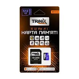 Карта пам’яті Trinix 512GB miсroSDXC з SD-адаптером U3 V30 A1 (90-00038) - мініатюра 3