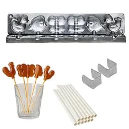 Форма для приготовления карамели леденцов и конфет "Бабочки и Курочки" с палочками, ХЕАЗ 81833