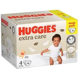 Підгузки Huggies Extra Care Box 4 (8-16 кг) 152 шт. (2 п. x 76 шт.)