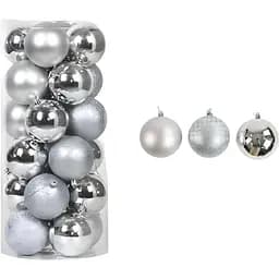 Набор новогодних украшений 20 игрушек шариков, серебряного цвета (161630)