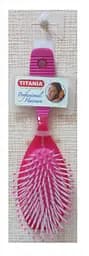 Щітка масажна овальна Titania з прогумованою ручкою, 10 рядів, малиновий (1823 малин)