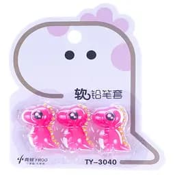 Набор колпачков канцелярских Динозавры, розовый, 3 шт (853499)