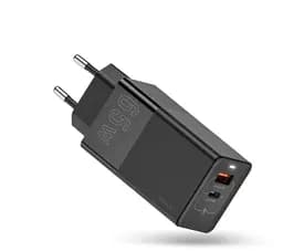 Мережевий адаптер живлення - ЗП Kuulaa 65W GaN KL-CD20 2 виходи USB + Type-C чорний