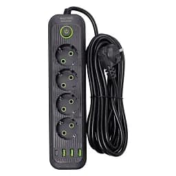 Сетевой фильтр-удлинитель Yiwu HP-5-14 EURO 1085U 5 м 4 розетки 3 USB черный 