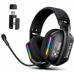 Беспроводные игровые наушники Onikuma GT808 геймерская Bluetooth гарнитура с микрофоном и RGB Black (19118)