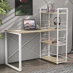 Письмовий стіл Ferrum-decor Серії Конект з етажеркою 75x120x60 білий ДСП Дуб Сонома 16мм (FRD-104227)