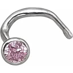 Серебряная серьга-пирсинг в нос. 1023.7С Розовый (светлый)
