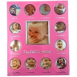Мультирамка Альбом новонародженого для 13 фото 30 х 25 х 1.5 см рожева