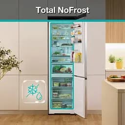 Холодильник Gorenje з нижн. мороз. камерою, 203х66х60см, 2 двері, 257(121) л, А+, Total NF, Зона св-ті, Інвертор, Зовн. Дисп, Wi-Fi, Чорний - мініатюра 4