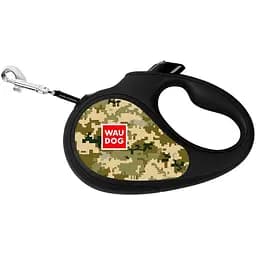Поводок-рулетка для собак Waudog R-leash, рисунок "Милитари", M, до 25 кг, 5 м, светоотражающая лента