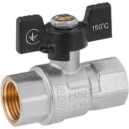 Кран кульовий Kroner 1/2" ВВ PN40 метелик, нікельований (CV033206)