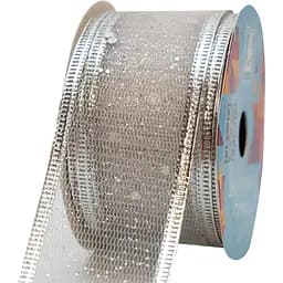 Декоративна стрічка Devilon поліестер з блискітками в рулоні 3.8 см 3 м біла (082765)