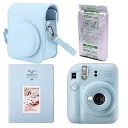 Набір камера Fujifilm Instax Mini 12, Фотопапір 10шт, Чохол, Фотоальбом 64 фото Блакитний