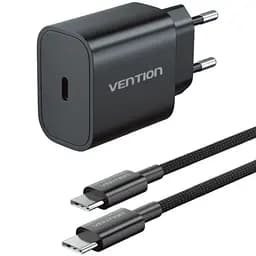 Зарядное устройство Vention 20W 1×USB-C с кабелем USB-C to Lightning M-M Black (G17B0-EU)