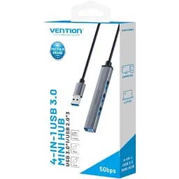 Хаб USB Vention 3.0 -> 1xUSB 3.0/3xUSB 2.0 0.15м 5 Гбіт/с Grey (CKOHB) - мініатюра 5