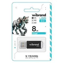 USB флеш накопичувач Wibrand 8GB Cougar Black USB 2.0 (WI2.0/CU8P1B) - мініатюра 2