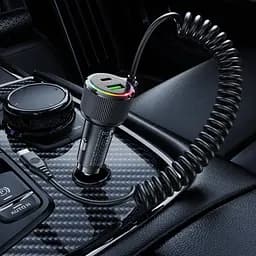 Автомобільний зарядний пристрій Hoco NZ17A USB/2 Type-C PD 50W з кабелем Type-C чорний - мініатюра 2