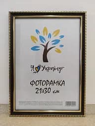 Фоторамка 21Х30, (А4), коричнева із золотим обрамленням, 1715-х084, СКЛО + КАРТОН                                                      