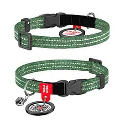 Нашийник для котів з відновленої бавовни Waudog Re-cotton з QR-паспортом світловідбиваючий пластиковий фастекс XS Ш 10 мм Дов