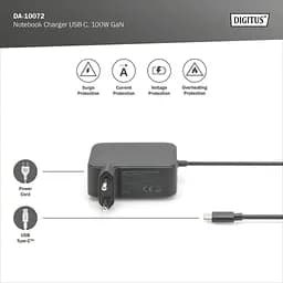 Блок живлення до ноутбуку Digitus 100W USB-C GaN (DA-10072) - мініатюра 5