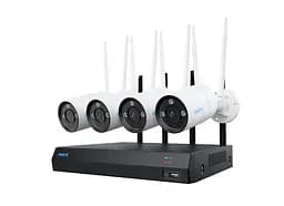 Комплект видеонаблюдения с 4 уличными 8МП WIFI камерами Reolink NVS12-8MB4W (4 уличных WIFI камеры 4 блока питания WIFI видеорегистратор с HDD 2TB)