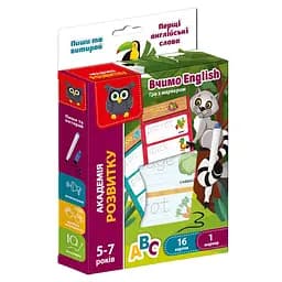Игра с маркером Vladi Toys Пиши и вытирай, Первые английские слова, укр. язык (VT5010-24)