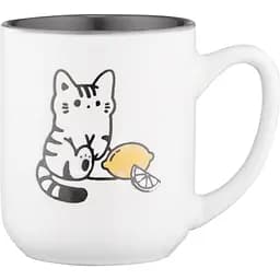 Чашка Ardesto Cat керамическая бело-серая 380 мл (AR3055)