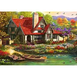 Алмазна вишивка мозаїка стразами повна викладка на підрамнику 40 * 50 см. Біля озера