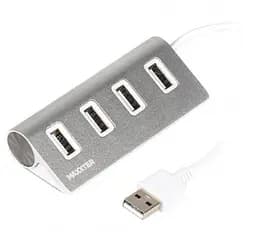 USB-Хаб Maxxter USB 2.0 4хUSB2.0 Silver (HU2A-4P-01)